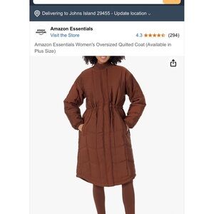 Amazon Essentials Chocolate Quilted Coat